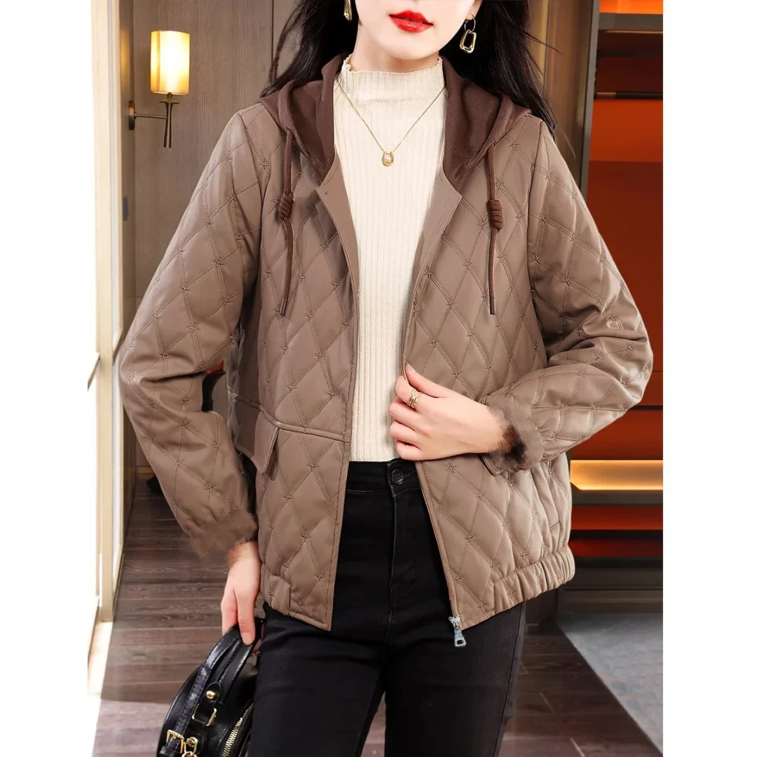 JIRUIMAN/吉瑞曼春秋连帽通勤拉链假两件女式外套W626