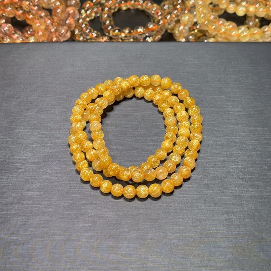 水***恋手串未镶嵌发晶金钛晶