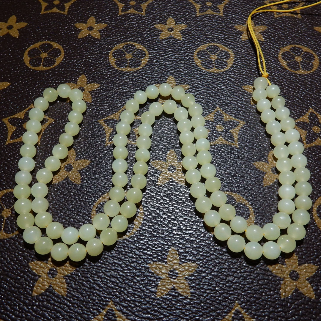 和田玉黄口料 6mm 圆珠多圈串 黄调玉珠项链手串两用款 油润细腻