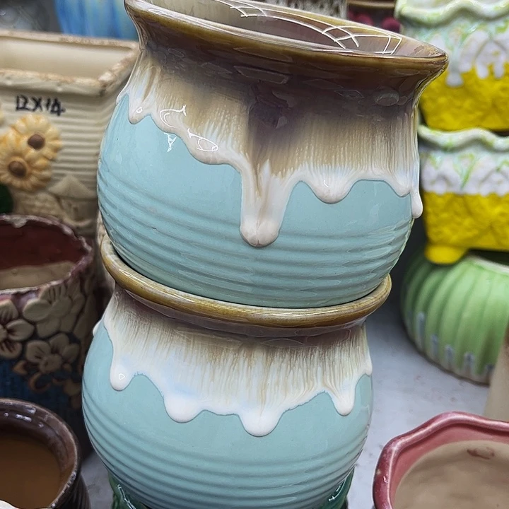 多肉绿植陶瓷花盆9.9包邮，有孔