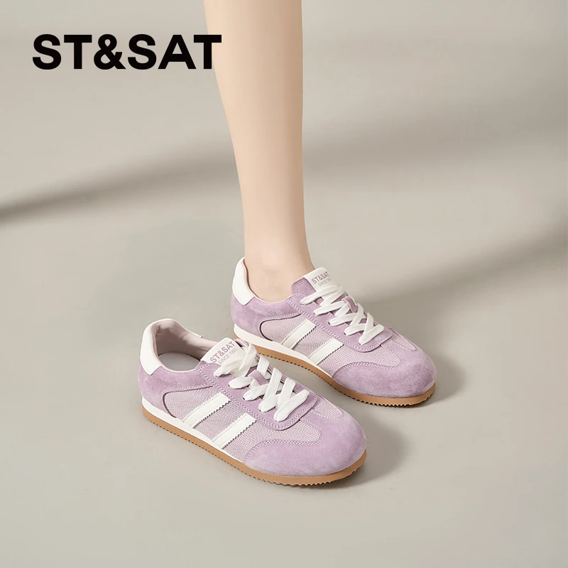 星期六舒适平底德训鞋春夏新款透气休闲运动鞋低帮软底女款阿甘鞋