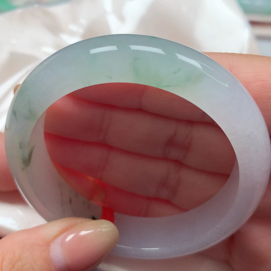 翡翠未镶嵌手镯13冰飘花清爽