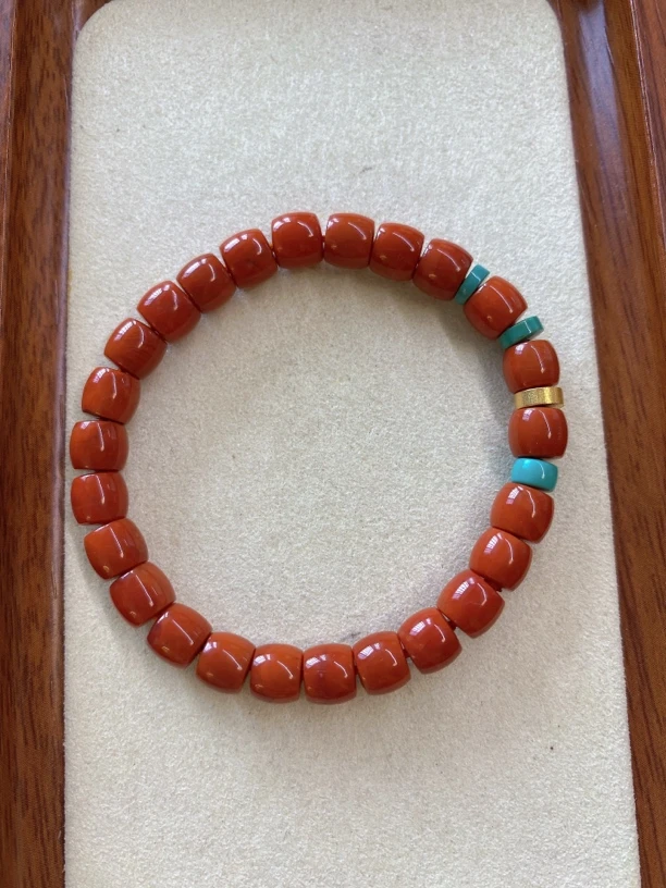 南红手串瓦西料，7mm，设计款