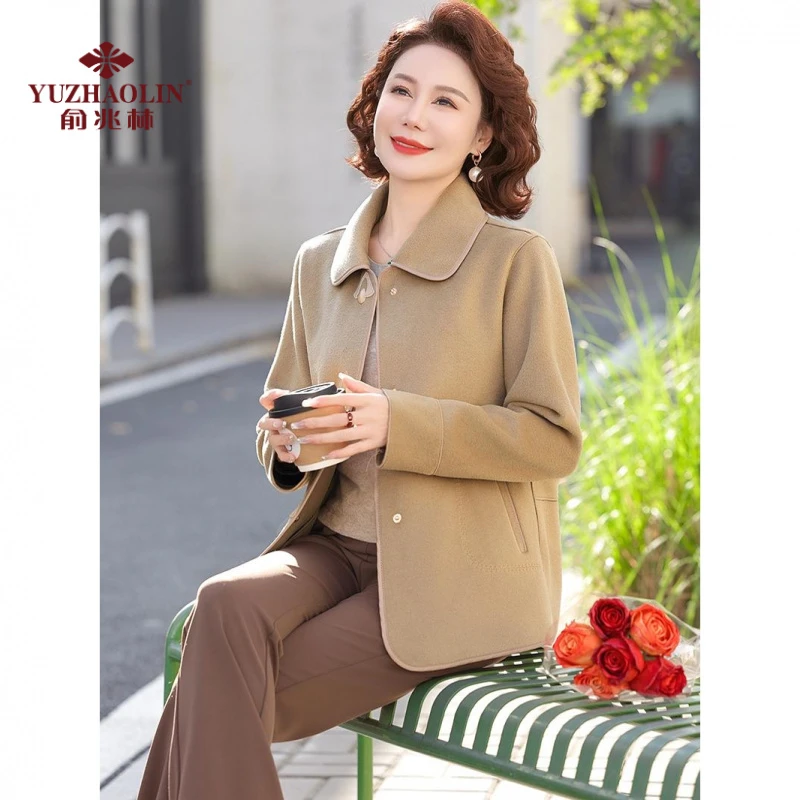 俞兆林妈妈春装毛呢外套2025新款中老年女士春秋阔太太洋气呢子上