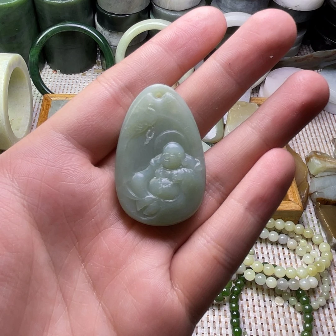 未镶嵌和田玉珠宝半成品且末蓝佛公