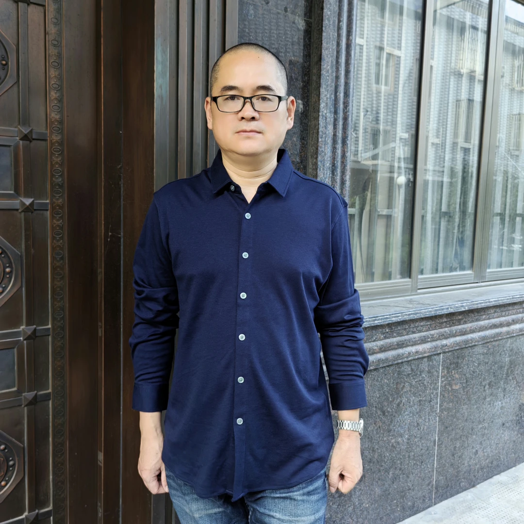 （帛贸）秋冬中老年男士保暖温润丝滑纯色中厚长袖衬衫