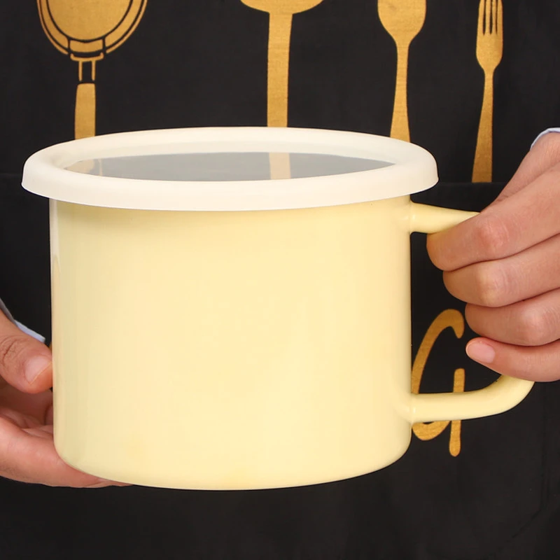 欧丽家珐琅搪瓷高颜值珐琅牛奶杯特厚搪瓷奶杯热油杯泡面杯保鲜杯