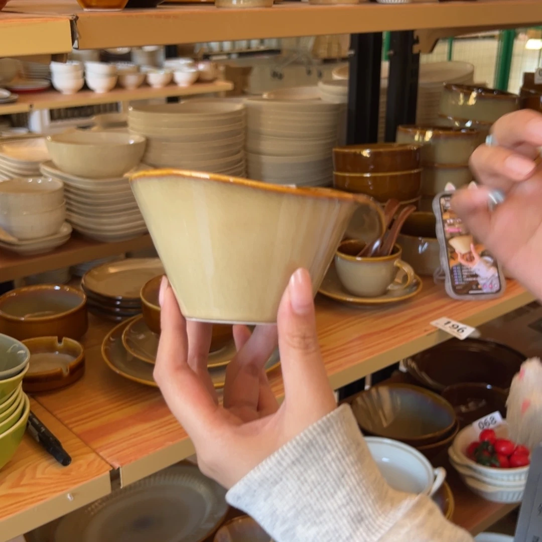 新骨瓷083瑕疵慎拍 曼谷棕 单柄早餐杯早餐碗