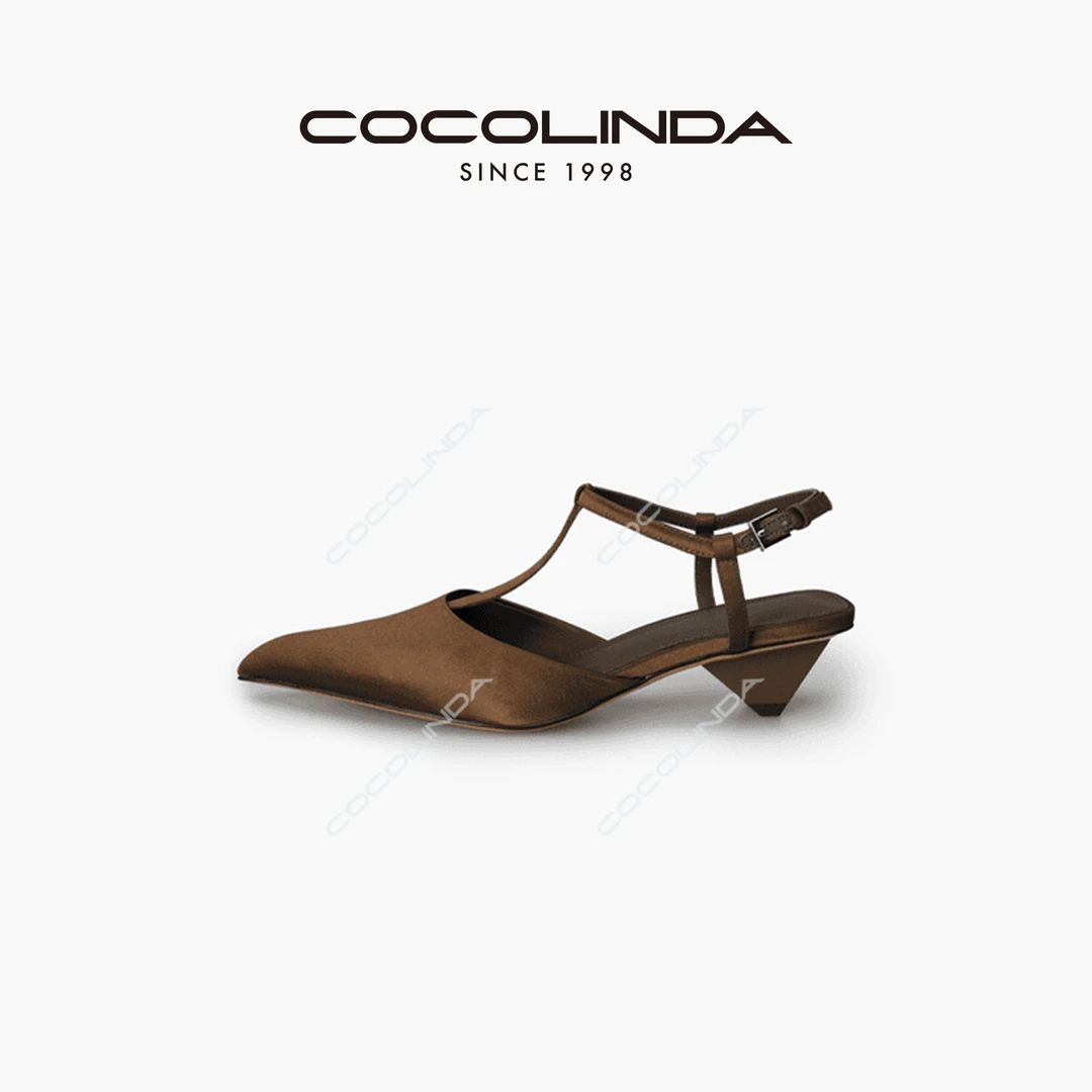 COCOLINDA琳达推荐  法式丝质锥跟气质尖头凉鞋 X1873