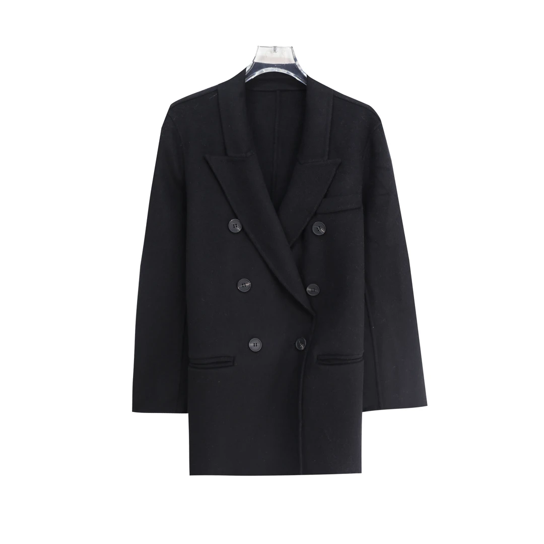 秋冬新款韩版宽松小西装绵 羊毛呢外套大衣DY2430