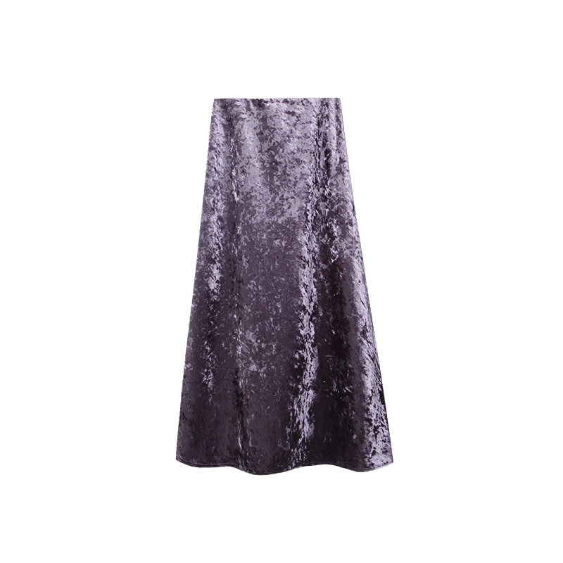 金丝绒加绒半身裙女秋冬季高腰显瘦垂感大摆a字长裙3371