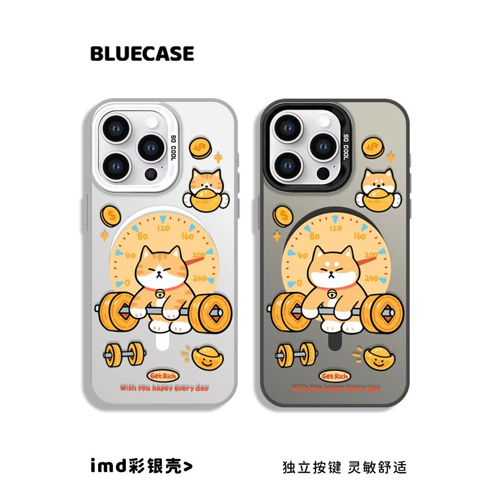 适用个性于举重猫狗iPhone16promax高级感13苹果15promax小手机壳