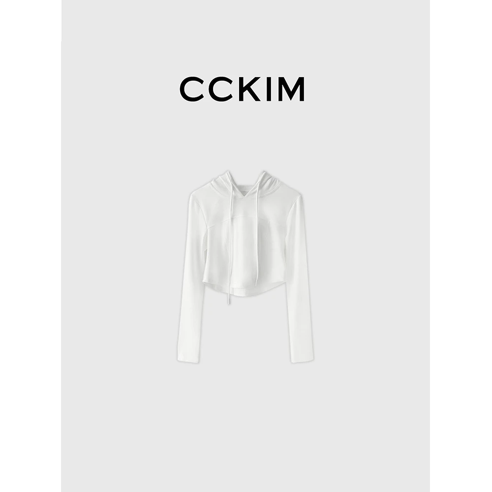 【清清】CCKIM |时髦日常休闲百搭显瘦抽绳连帽设计感长袖短款卫衣