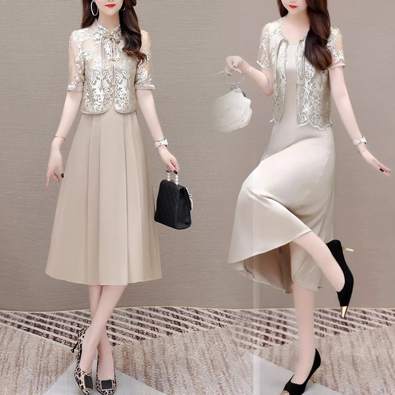 新中式连衣裙2025新款女夏妈妈今年流行爆款气质轻真二件套宽松裙