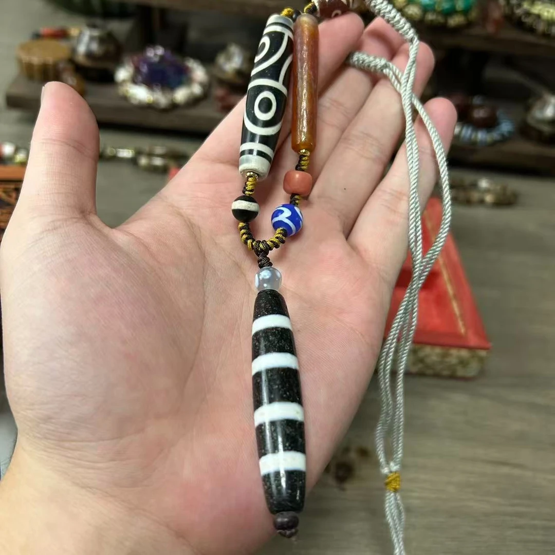 老藏式精品回流七线天珠项链