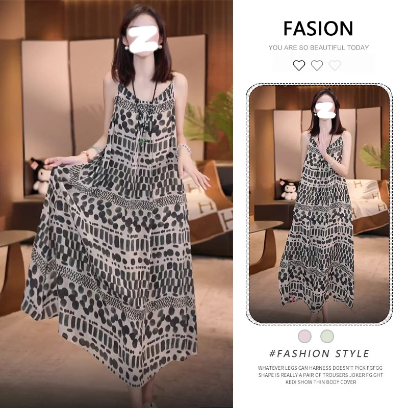 时尚复古无袖波点吊带连衣裙女夏季2025新款慵懒夏天巨好看的裙子