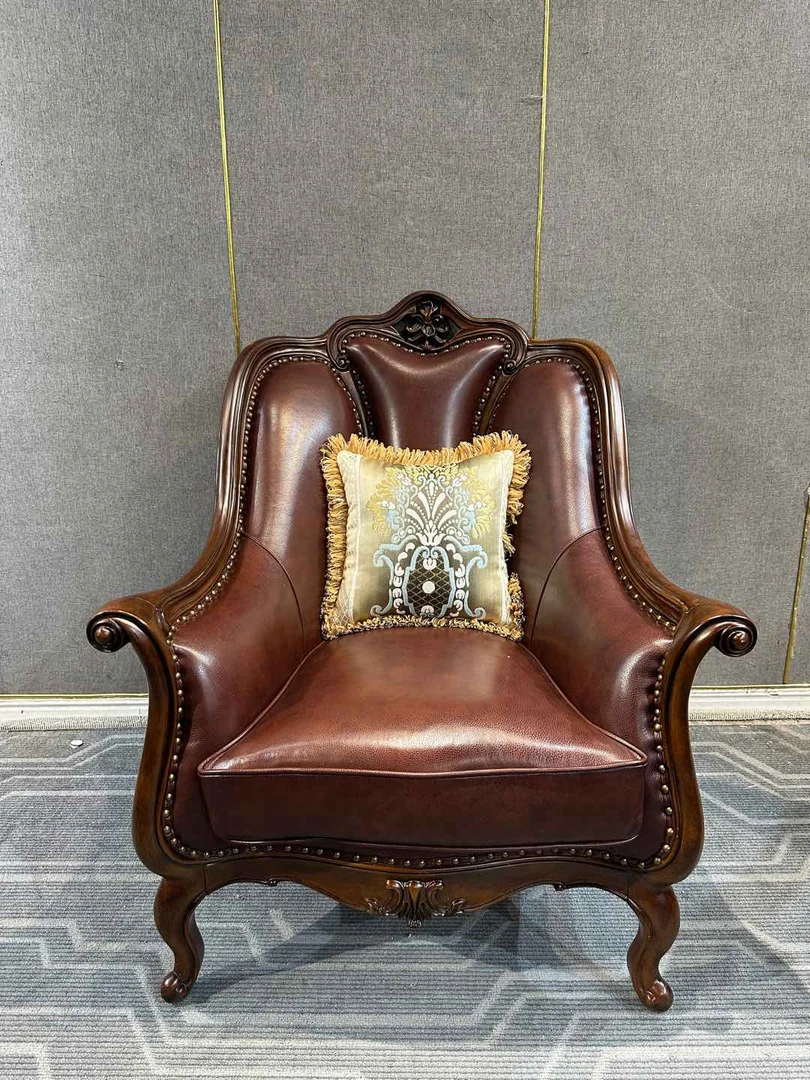 XXY667休闲椅860*890*1030坐高460 美式 真皮雕花11