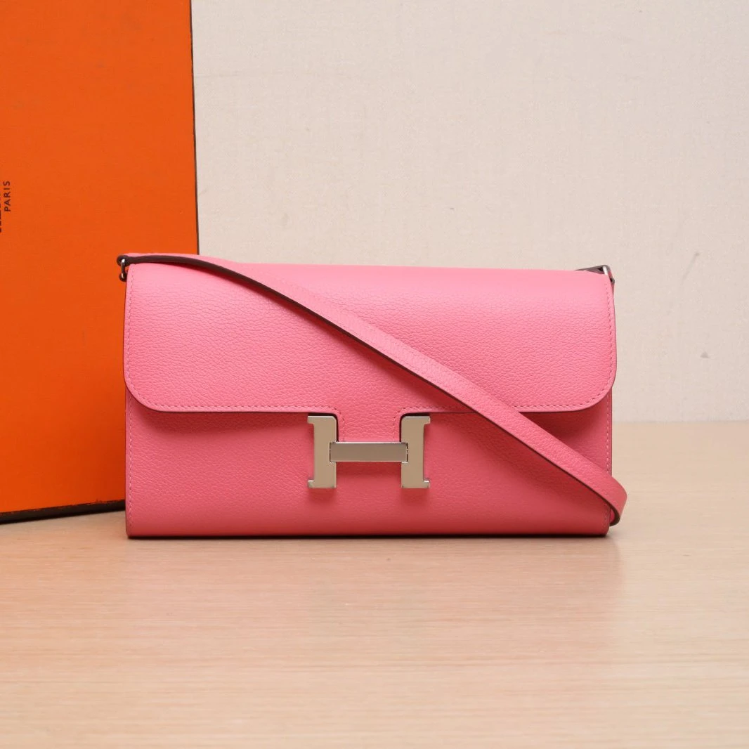 95新 Hermes/爱马仕 小花6枫康康 To Go 新唇膏粉 EC皮 Y刻 银扣