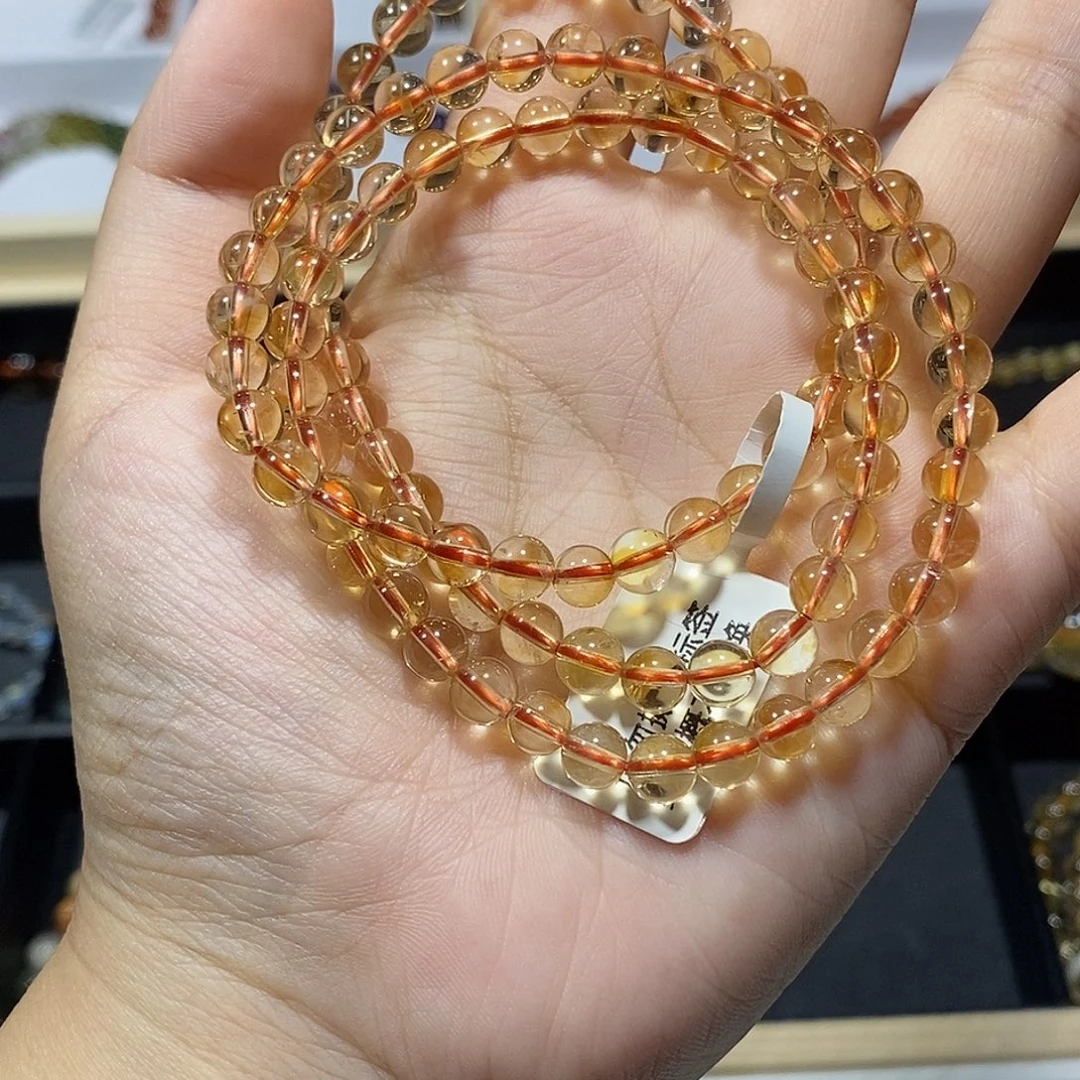 黄晶手链未镶嵌小咪三圈黄水晶