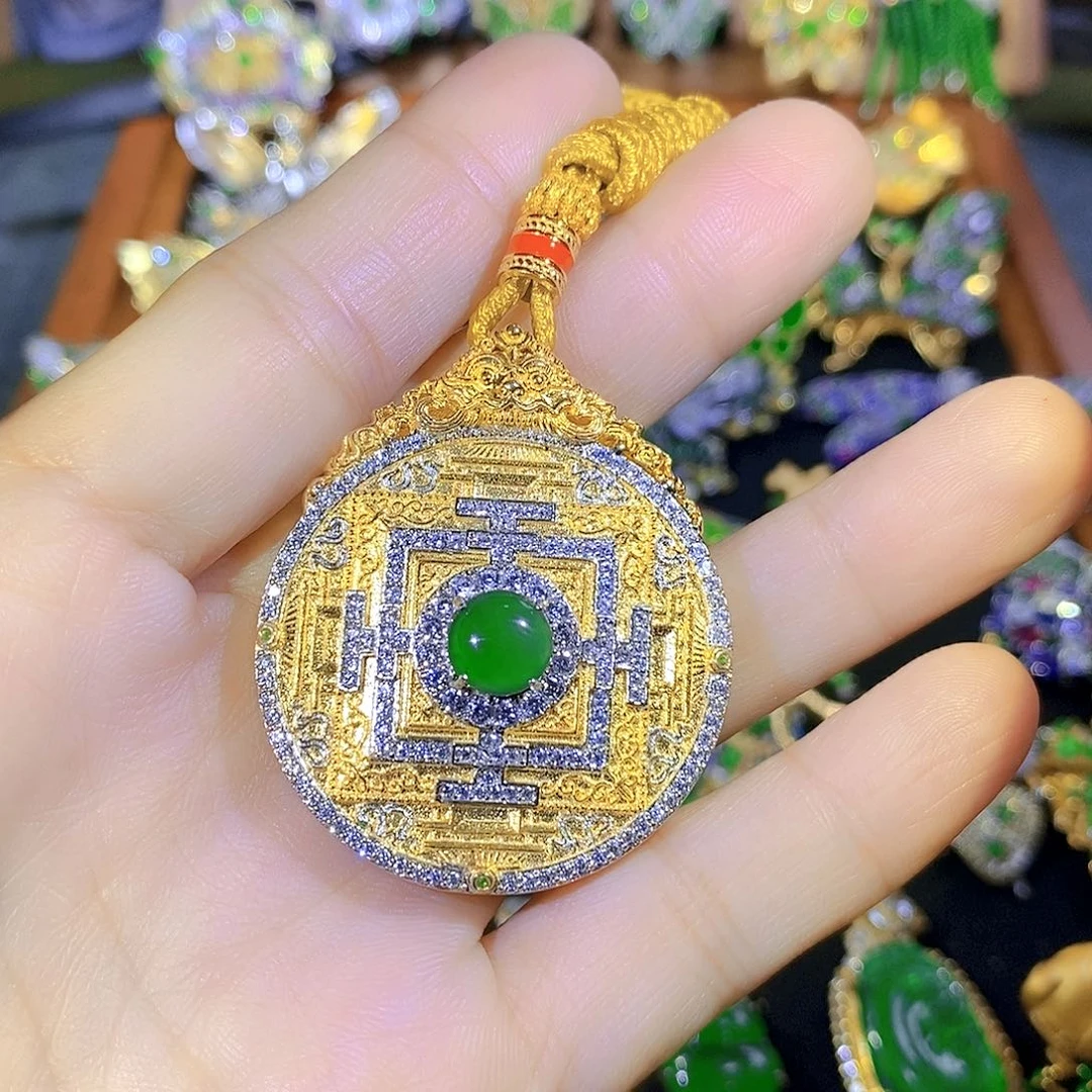 颈饰银S925镶嵌翡翠