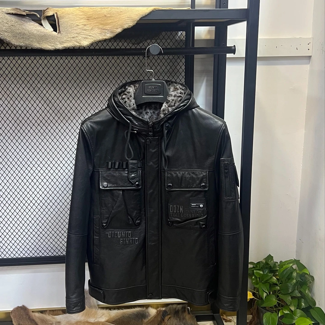 男士牛皮油蜡羔羊毛内胆8820