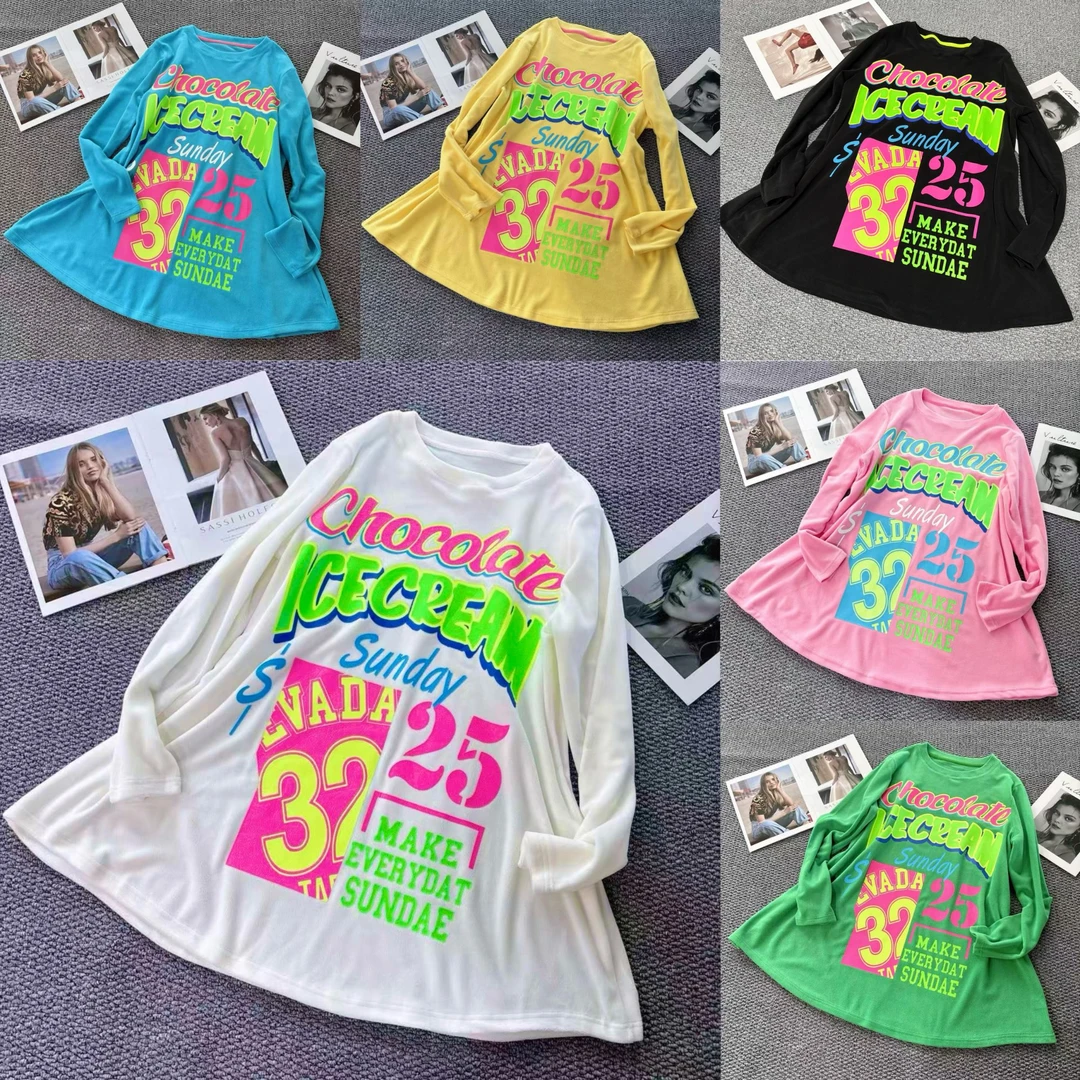 F0811秋冬设计师定制款弹力摇粒绒25号印花A版大版圆领打底衫