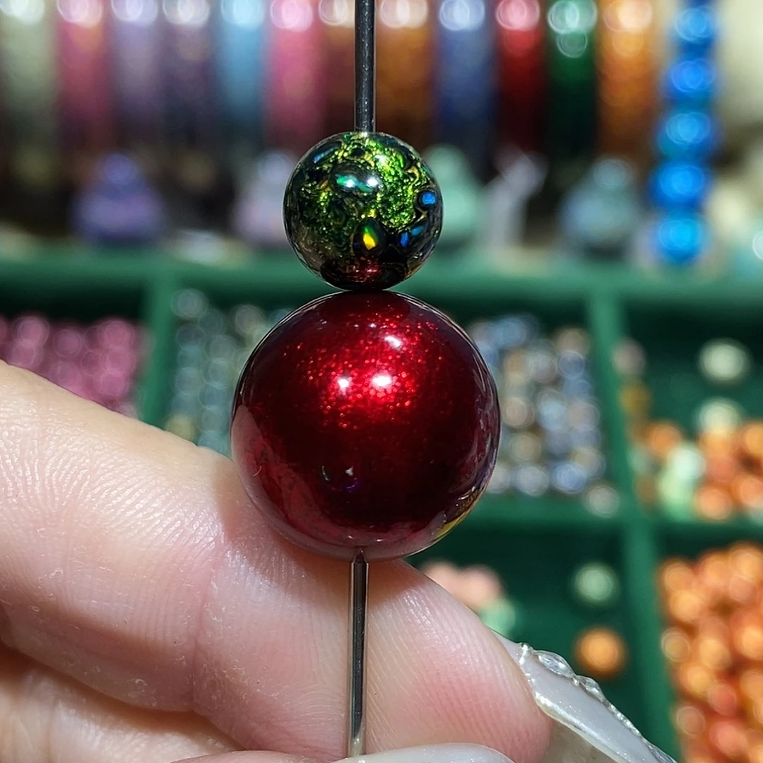 漆宸阁大漆珠绿红