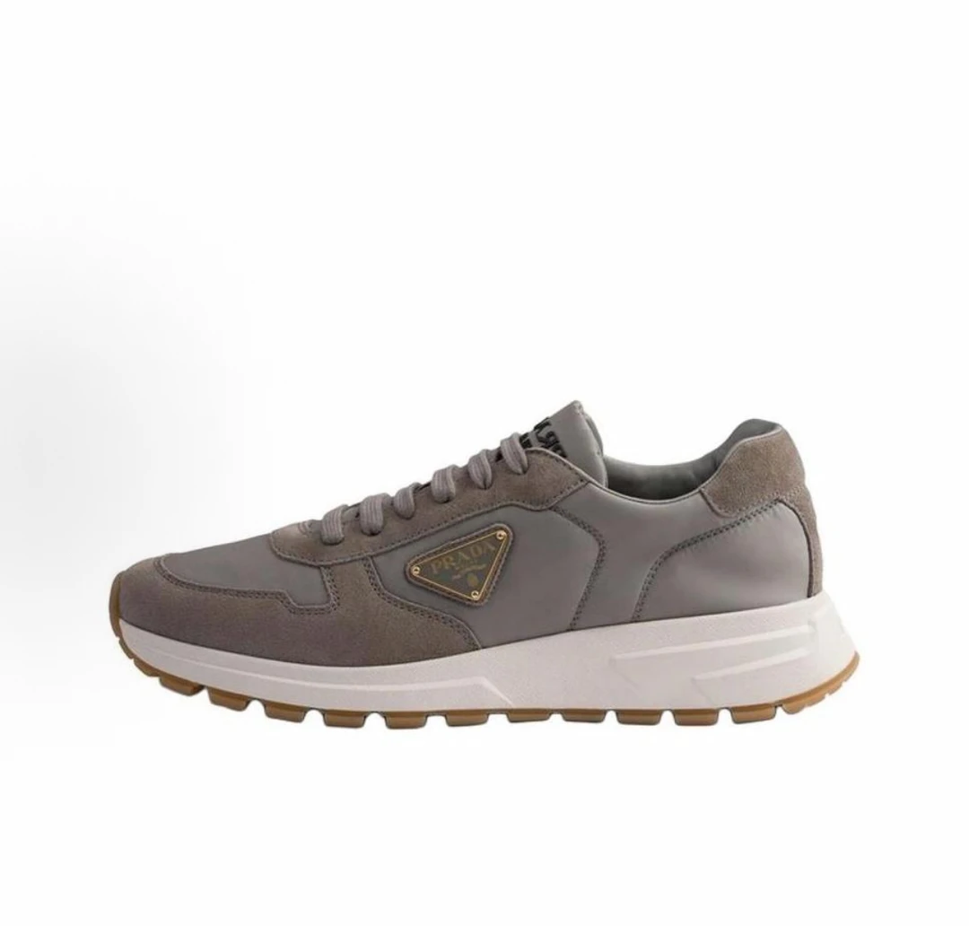 未使用 Prada/普拉达 普拉达 男款灰色金标绒面拼接舒适登山鞋