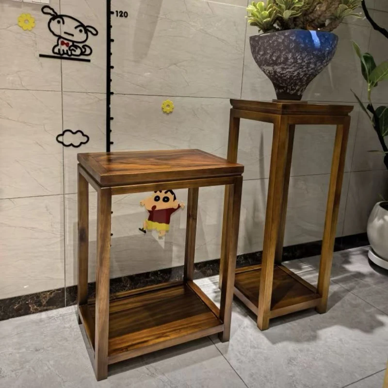 胡桃木实木花架客厅书房落地式置物架阳台茶室花盆架