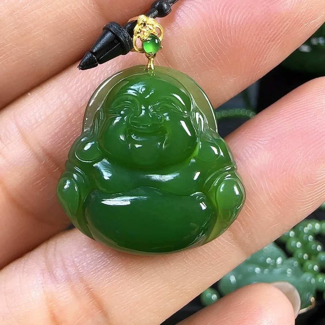 和田玉（碧玉）18K金镶嵌颈饰