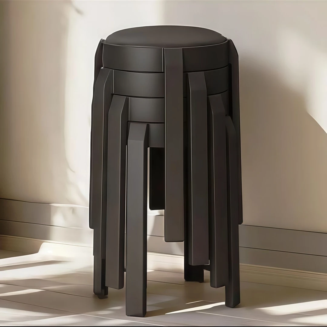 塑料凳子家用加厚可叠放软包凳客厅餐桌客人备用圆凳结实耐用高凳