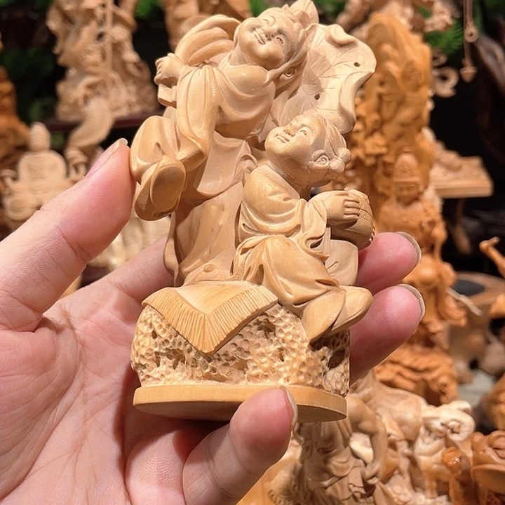 竹***舍黄杨木和合二仙小叶