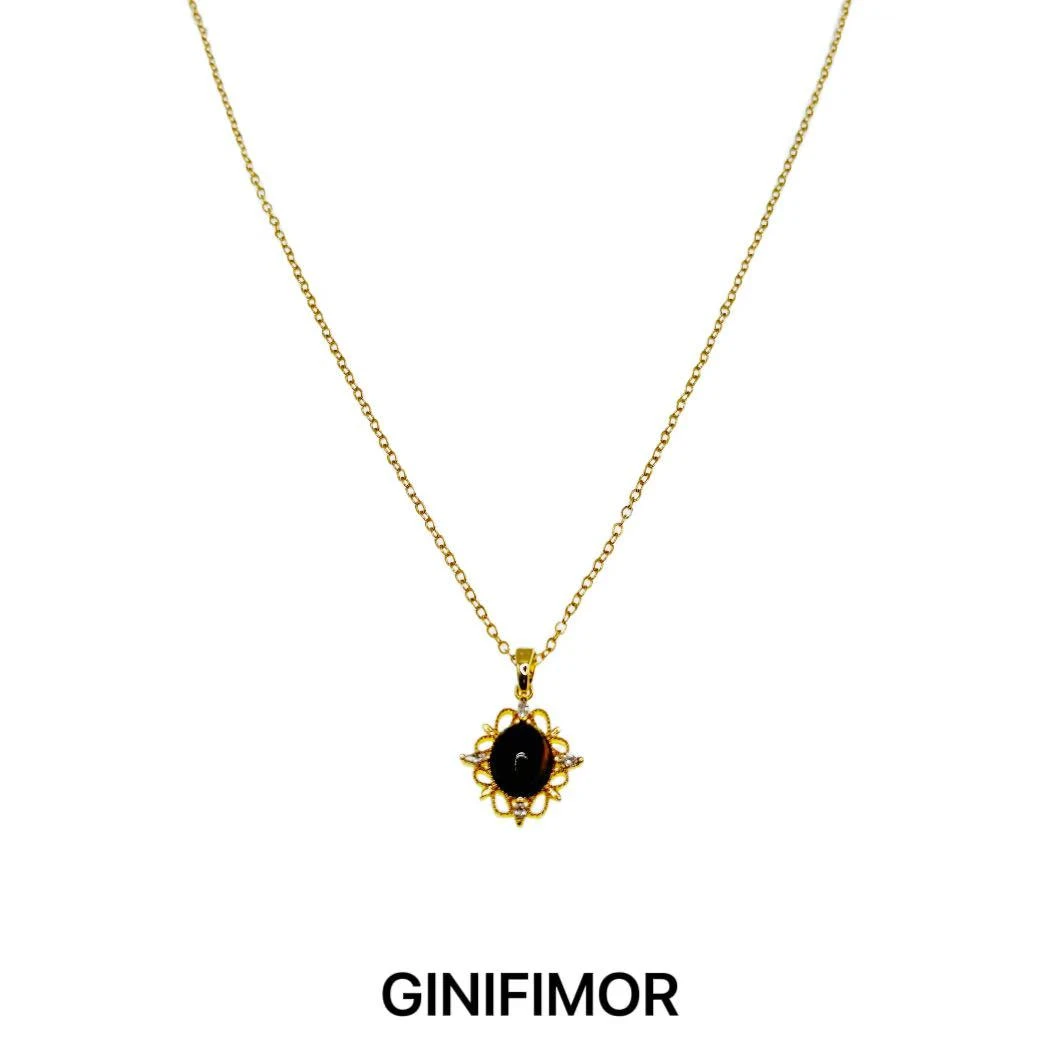 GINIFIMOR 铜合金项链 a757 花边虎眼石项链百搭气质锁骨链