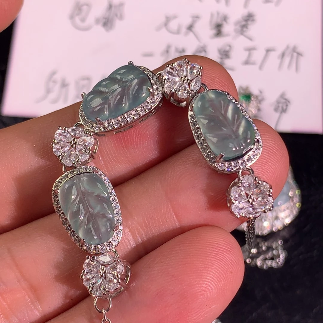 翡翠未镶嵌颈饰叶子手链