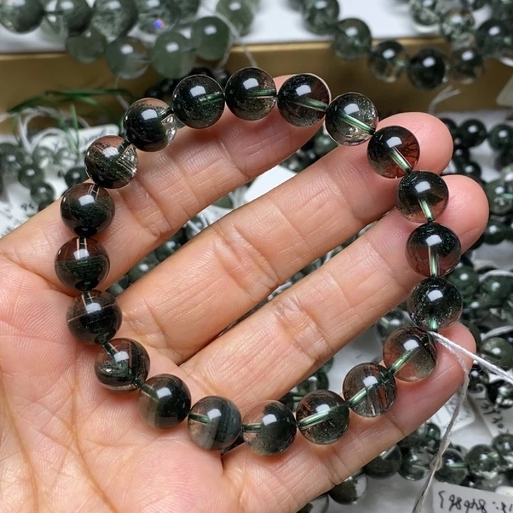 未镶嵌珠宝半成品水晶J95243天然绿幽灵星沙聚宝盆9+