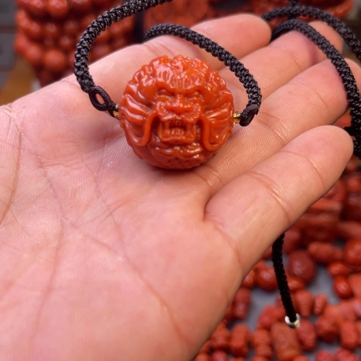 南红玛瑙未镶嵌川料精工龙珠锁骨链