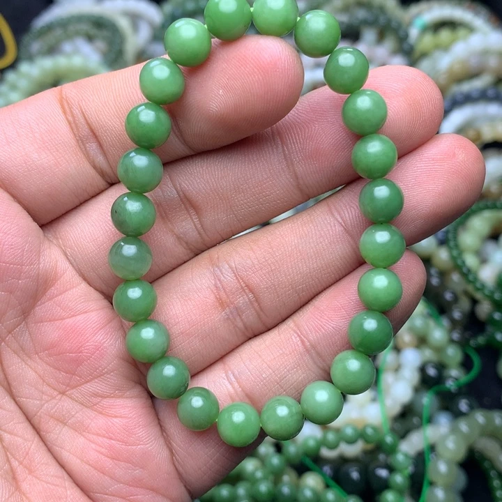 和田玉未镶嵌手串福利款 碧玉 粉绿色调 小包容介意勿拍