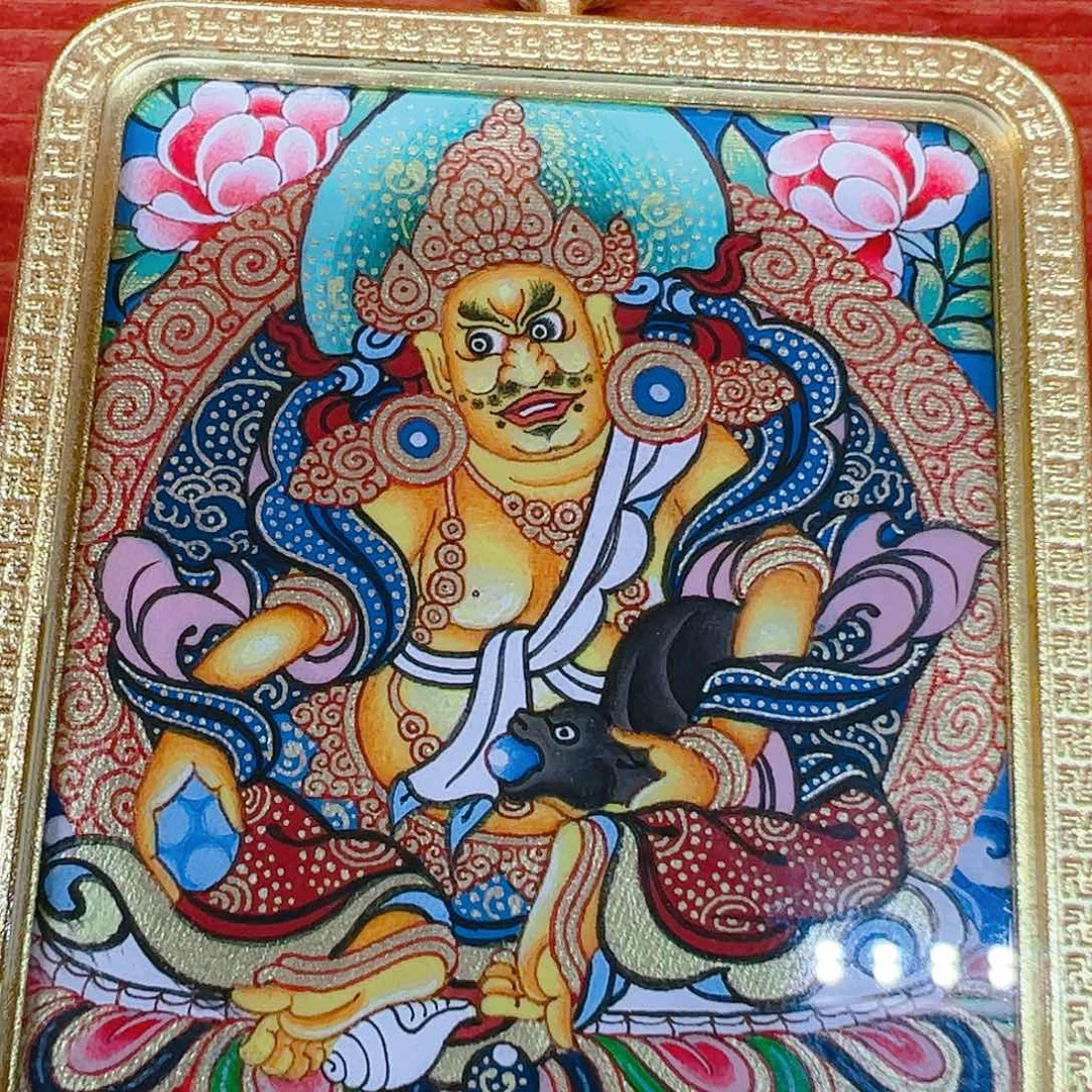 吊坠热贡手绘黄财神唐卡
