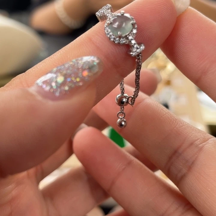 翡翠戒指银S925镶嵌戒指