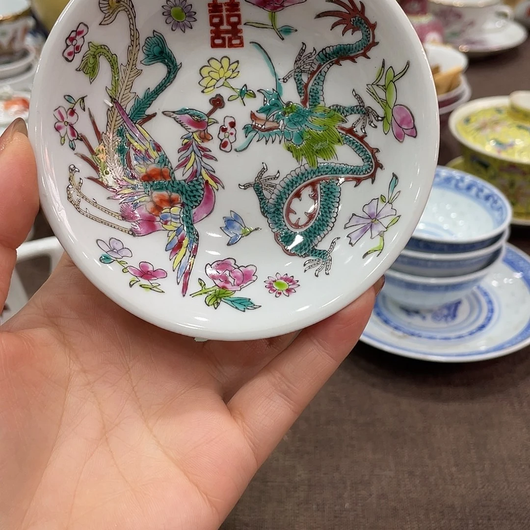 秋***秋瓷片景德镇粉彩手绘小碟