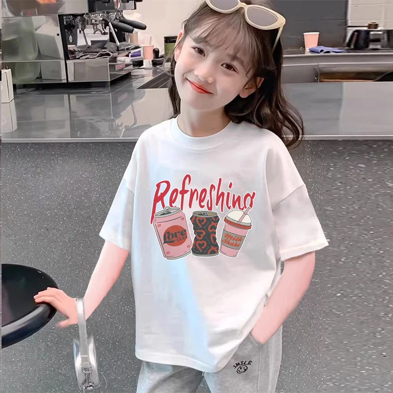 女童t恤短袖儿童夏装2025新款白色洋气女孩打底纯棉时髦夏季上衣