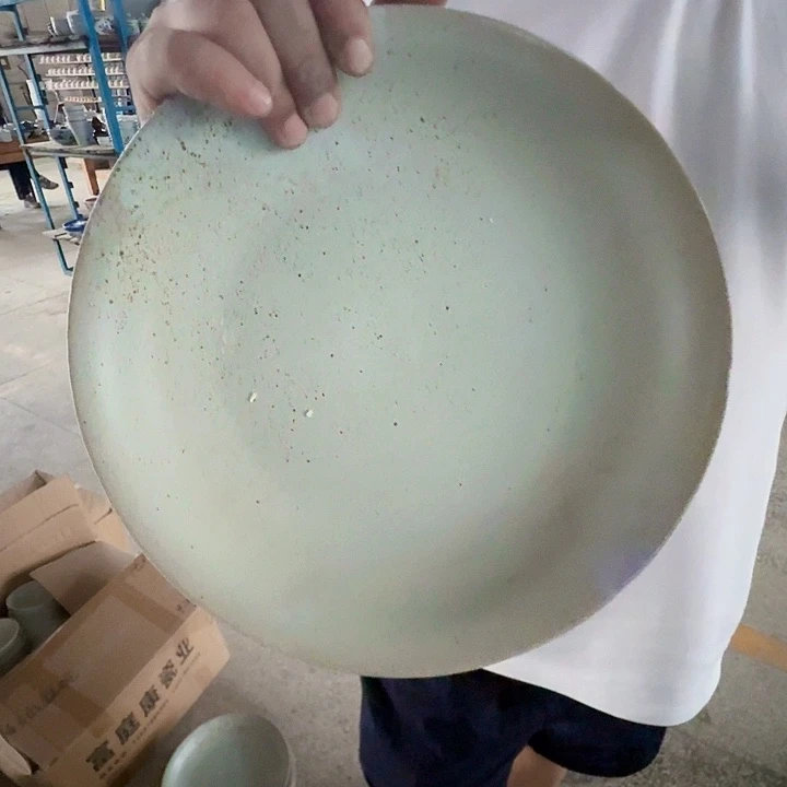 用***8景德镇高温陶瓷送礼10寸寒风釉大窝盘1个