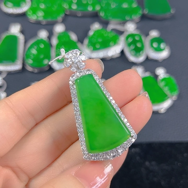 翡翠银S925镶嵌吊坠(不含链)