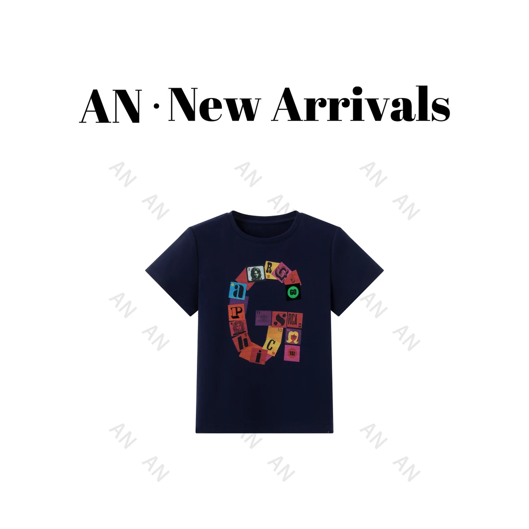 C02104潮流个性小众短款彩色印花字母G短袖T恤