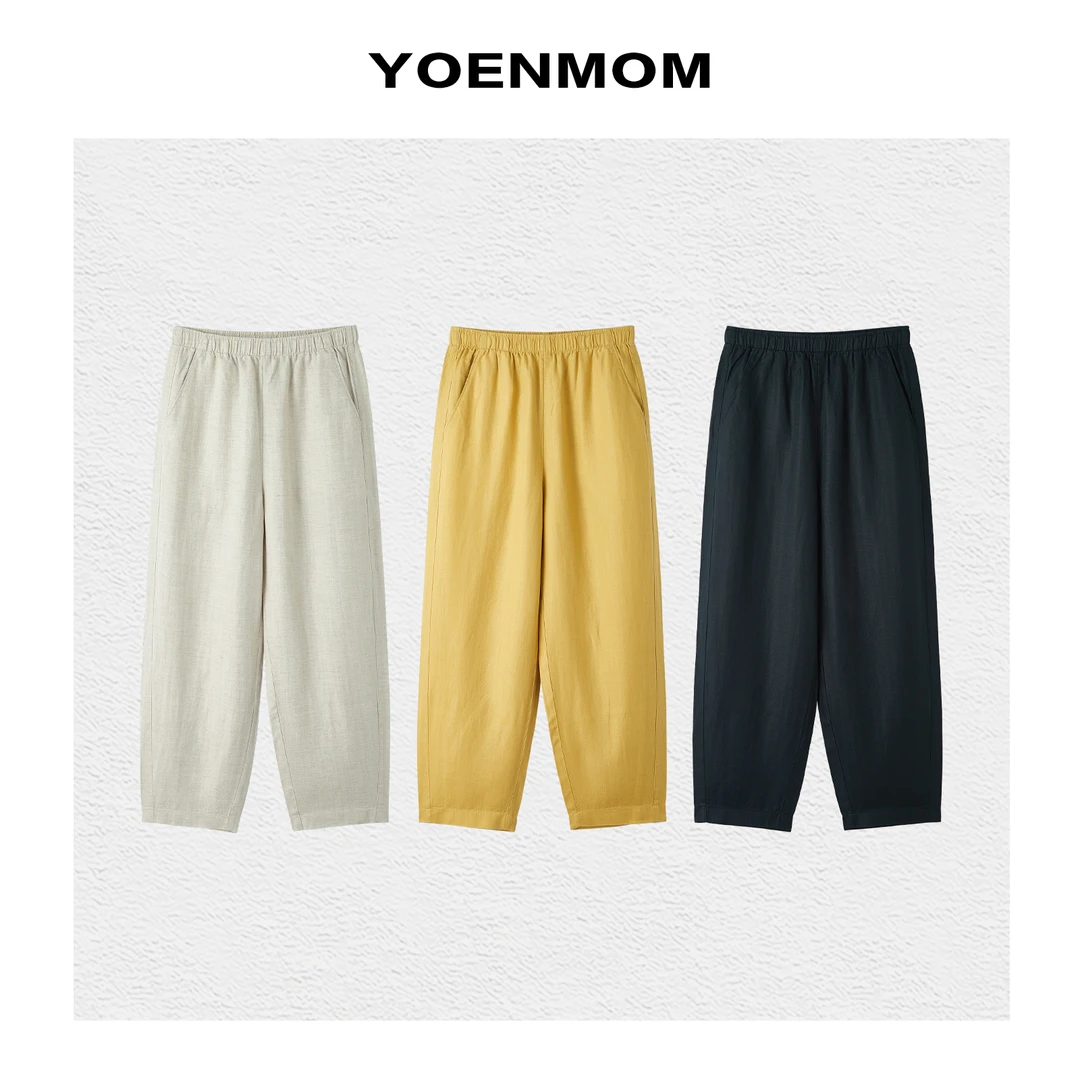 YOENMOM·慢调麻韵·天丝亚麻自然肌理感简约立裁松紧腰百搭休闲裤