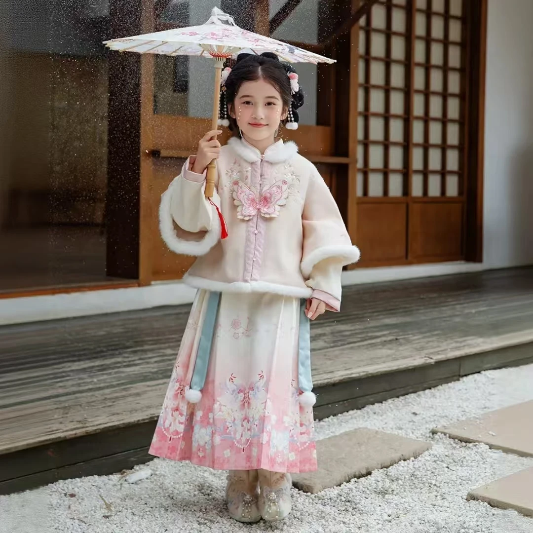 【8032】【】国风新中式马面裙两件套拜年两件套国风女童套装