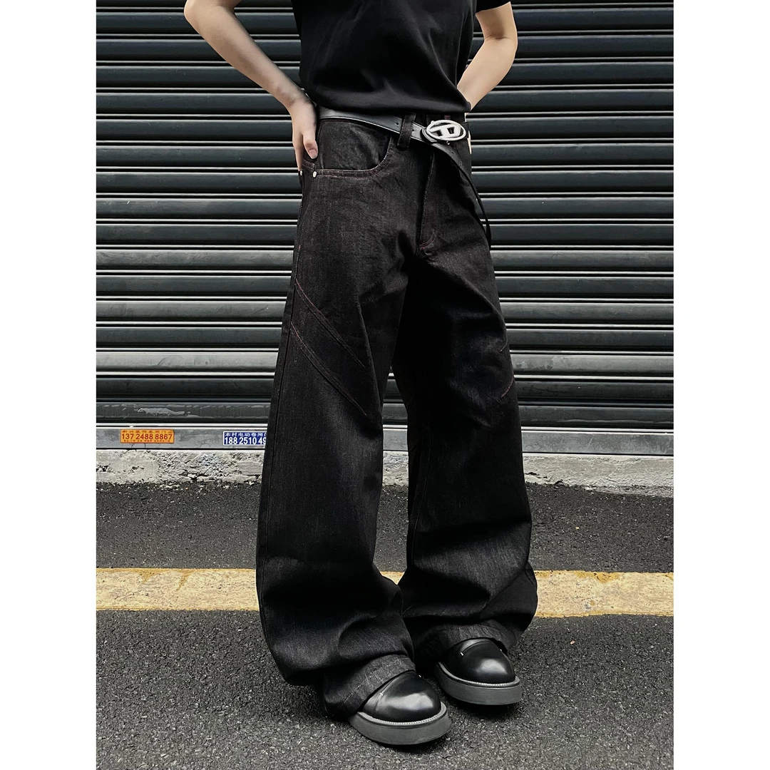 DAY NY【A字版型】红刃原牛色牛仔裤男女红色缝线高级感裤子男女