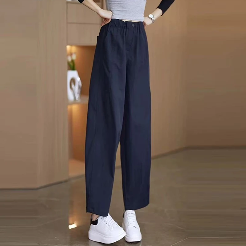 潮流花苞裤女款2025新款简约休闲裤宽松窄版阔腿裤垂感哈伦裤子女