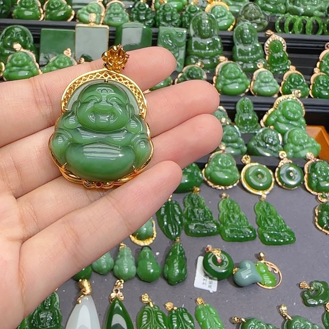 和田玉（碧玉）18K金镶嵌颈饰