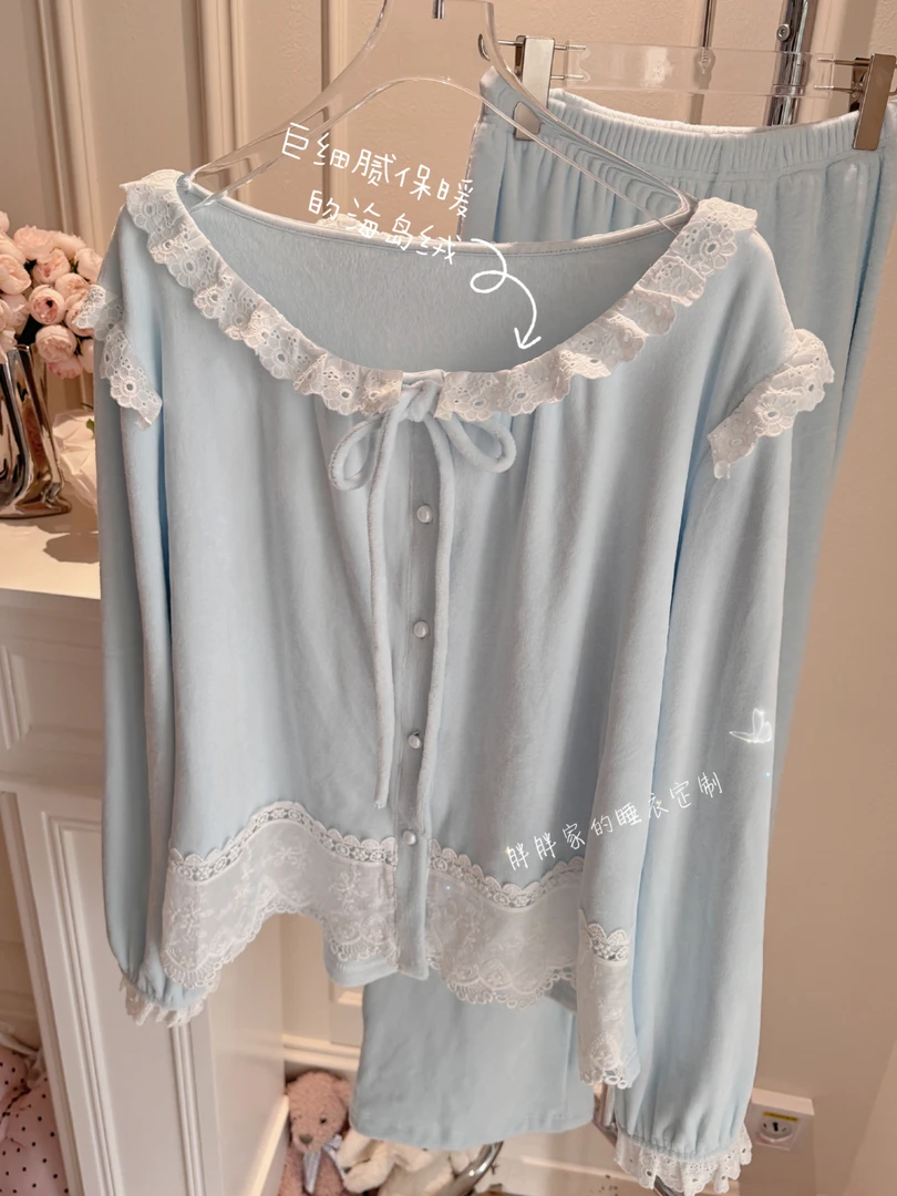 【情书】海岛绒双面绒加绒长袖保暖秋冬纯欲家居服睡衣套装